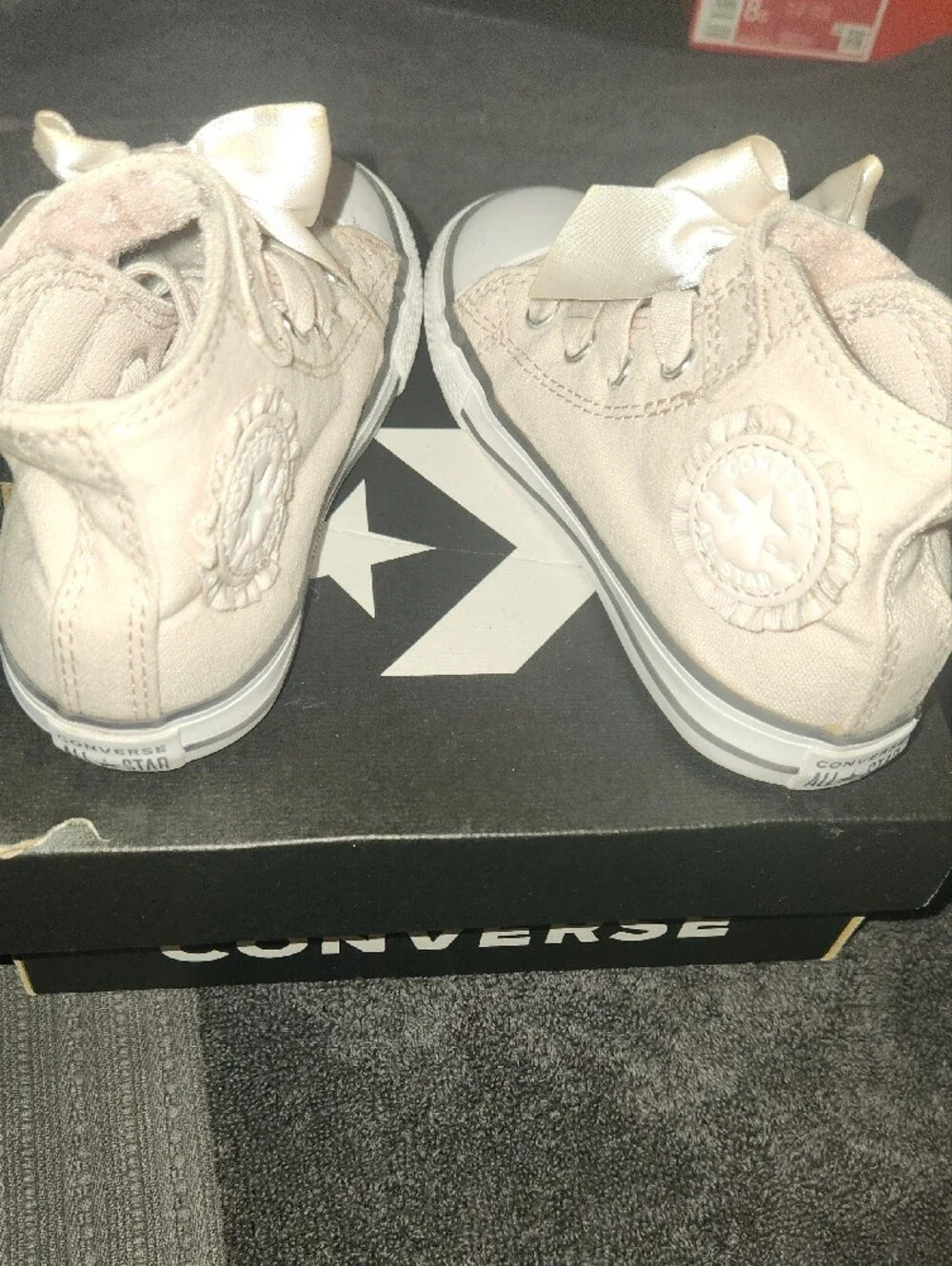 Converse Kids Cream High-Top Sneakers with Satin Bows